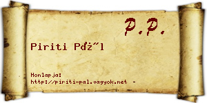 Piriti Pál névjegykártya